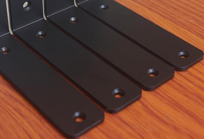 32 Pack - L 6" x H 4" x W1.5, 5mm Thick Black L Shelf Bracket, Iron Shelf Brackets, Metal Shelf Brackets, Floating Shelf, Shelf Supports with Screws