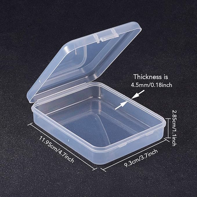 BENECREAT 10 Packs 3.7x4.7x1.1" Clear Rectangle Plastic Storage Box Bead Storage Containers with Lids for Cards, Clips and Other Craft Accessories