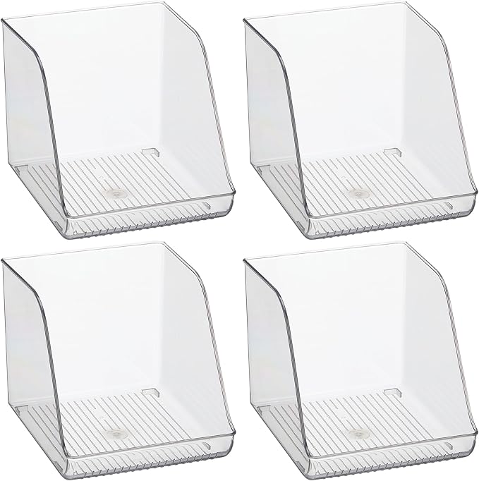 iDesign Plastic Water Bottle Organizer for Fridge, Clear, 4-Pack | Bottle Holder, For Kitchen and Pantry