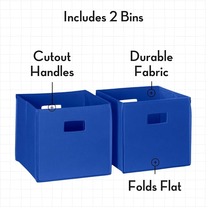 RiverRidge Folding Storage Bins with Handles Blue Cube Storage Organizer for Closet, Bedroom & Playroom - Closet Organizers and Storage Set of 2