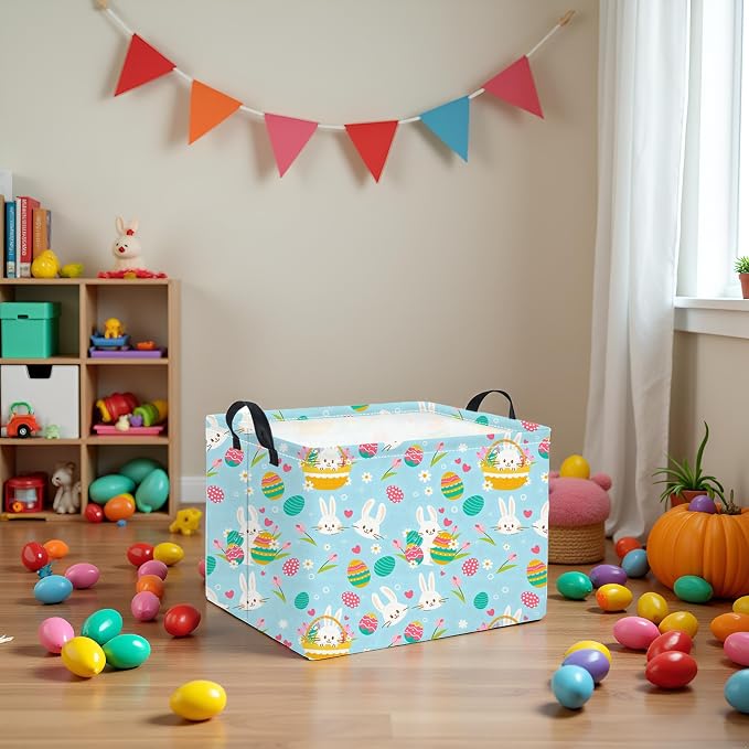 Rectangular Flower Easter Basket for Kids - Baby Storage Bin and Organizer, Shelf, Book Basket, Room Decor