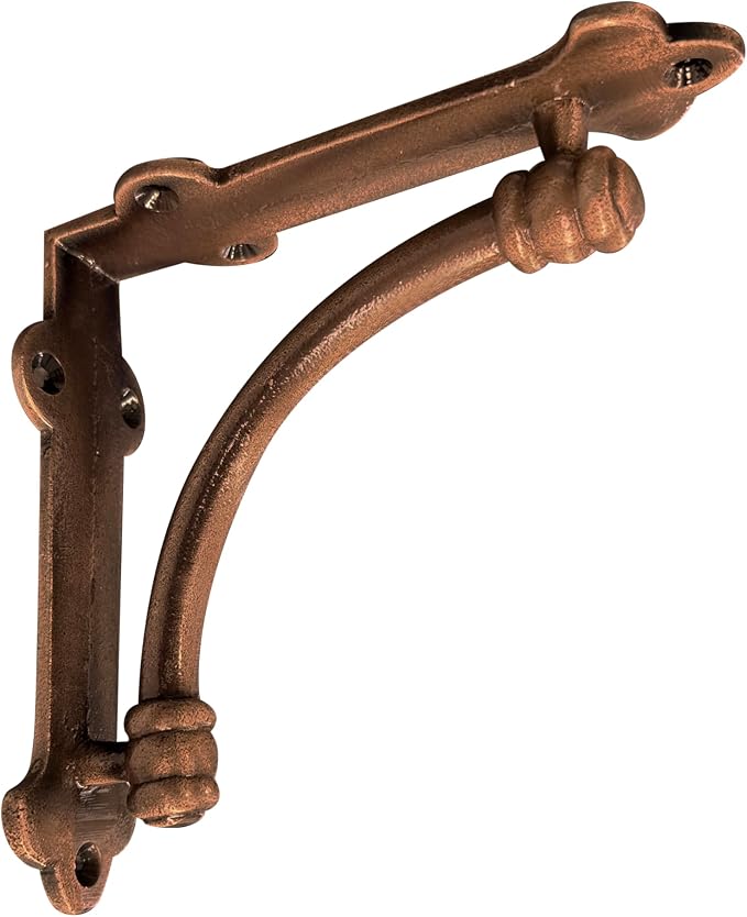 NACH Decorative Shelf Brackets, 4 Pack of 5.25 x 1.25 x 5.25 inch Copper Cast Iron Shelf Brackets - Decorative Brackets for Mounting - Industrial Style Brackets