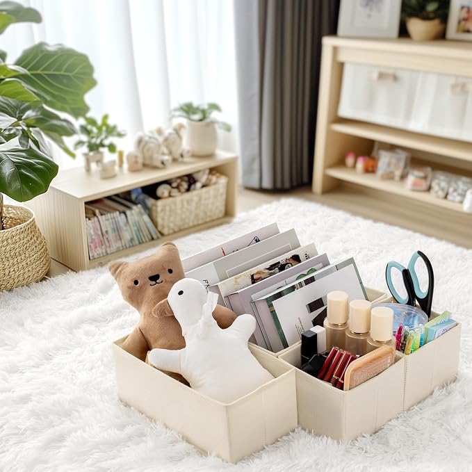Criusia Drawer Organizer Clothes, 21 Pack Dresser Organizer for Baby Clothes, Underwear, Sock - Foldable Closet Organization and Storage Dividers Bins for Nursery, Bedroom (Beige)