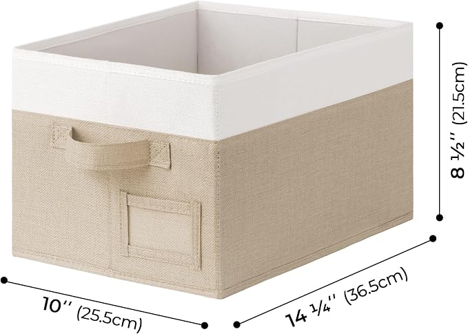 GRANNY SAYS Closet Storage Bins, Storage Baskets for Closet, Fabric Bins for Clothes, Closet Organizer Bins, Clothes Storage Organizer, Khaki&Ivory, Medium, 3-Pack