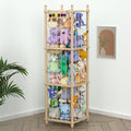 Stuffed Animal Storage Zoo, 57" Tall Solid Pine Wood Toy Organizer with Exclusive 3D Sign, Large Vertical Plushie Cage Holder with Elastic Cords for Playroom Corner & Nursery Decor XL
