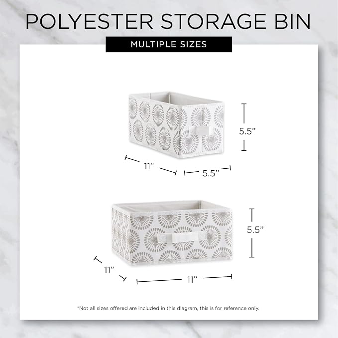 DII Non Woven Polyester Storage Bin, 11x11x5.5-inch, Starburst Gray, 2 Piece