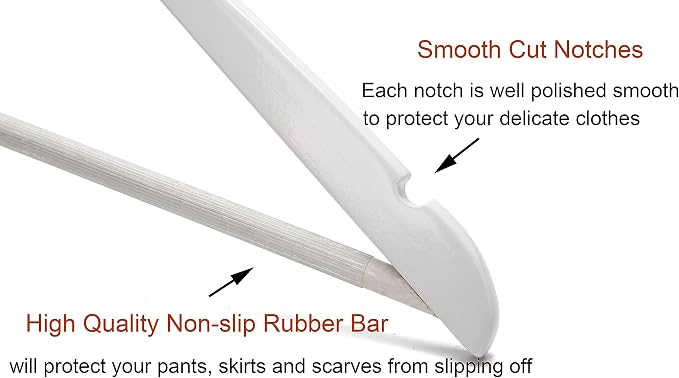 White Wood Bridal Dress Hangers 20 Pack, Heavy Duty Solid Wooden Hanger for Coat, Shirts, Jackets, Pants, Wedding Dress, Bridesmaid Suits-HL01W2