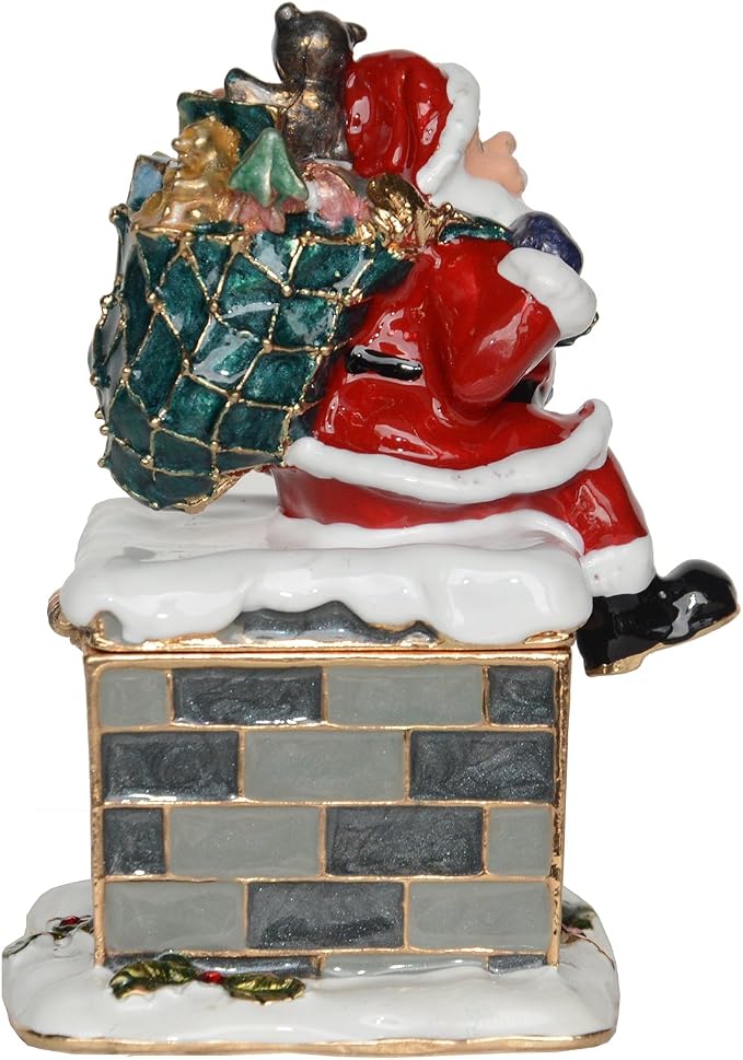 Christmas Ornament Trinket Box Jewelry Box Hand Painted Decorative Box with Hinged Lid Ring Earring Holder Holiday Figurine Collectible