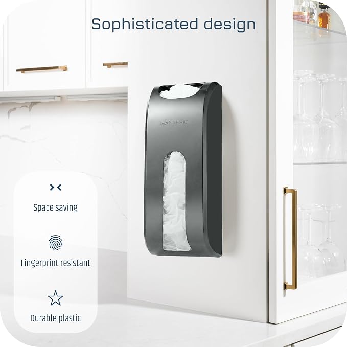 Manterio Wall Mount Plastic Bag Organizer | Durable Plastic Grocery Bag Saver | Smudge Proof, Fingerprint Resistant