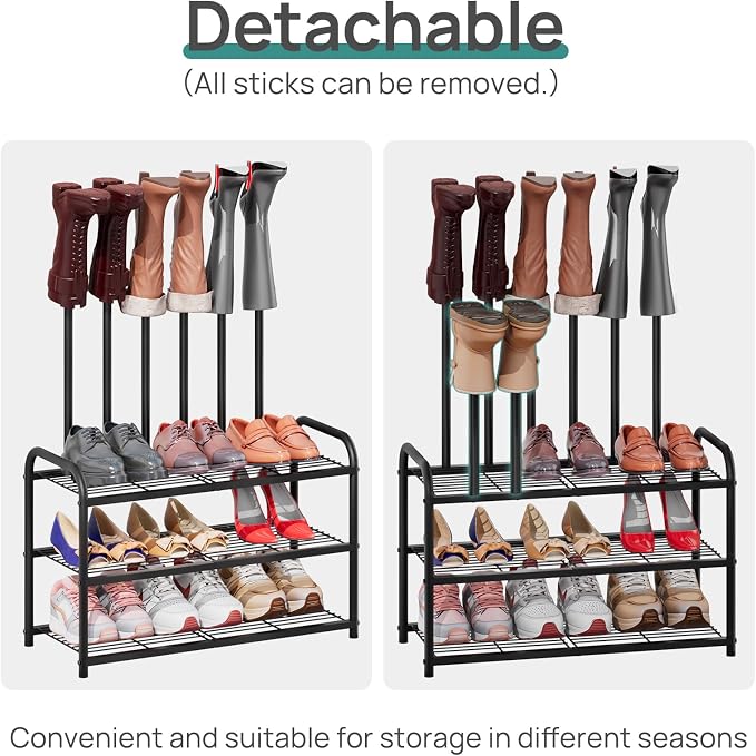 viewcare Tall Boot Rack, Boot Rack Organizer, Tall Boots with Shoe Rack for Closet, Shoe Shelf Storage Organizer for Entryway Space