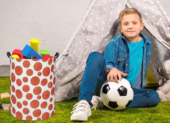 Basketball Kids Laundry hamper Baby Hamper for Nursery Boy and Girl Hamper Cute Kids Toys Storage Bin Organizer Room Decor for Home(Basketball)
