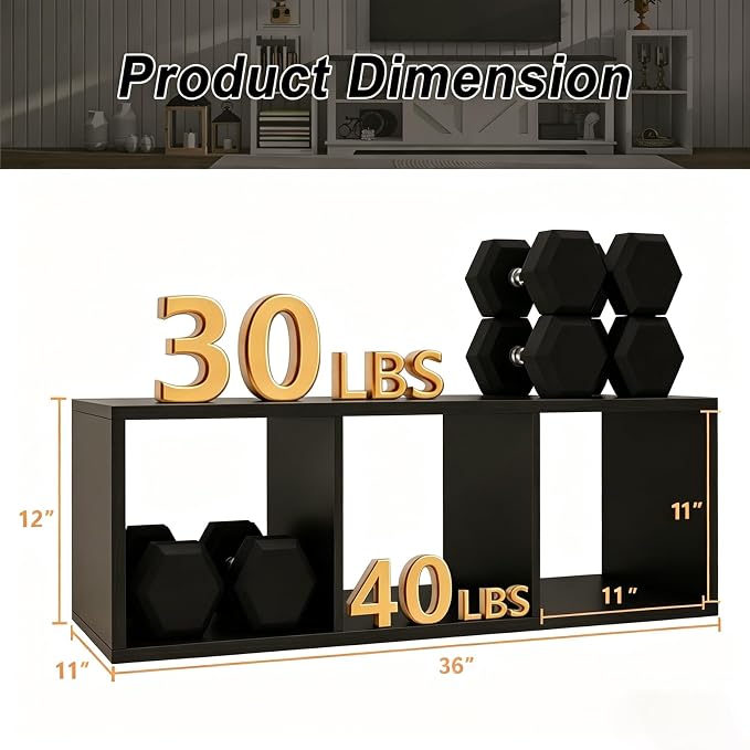 CTESNE【2026 Shelf with 3 Compartments with Tilt Protection + Reversible Shelf with Open Back, Multi-Layer and Multi-Grid Layout (Chocolate 11 inches)