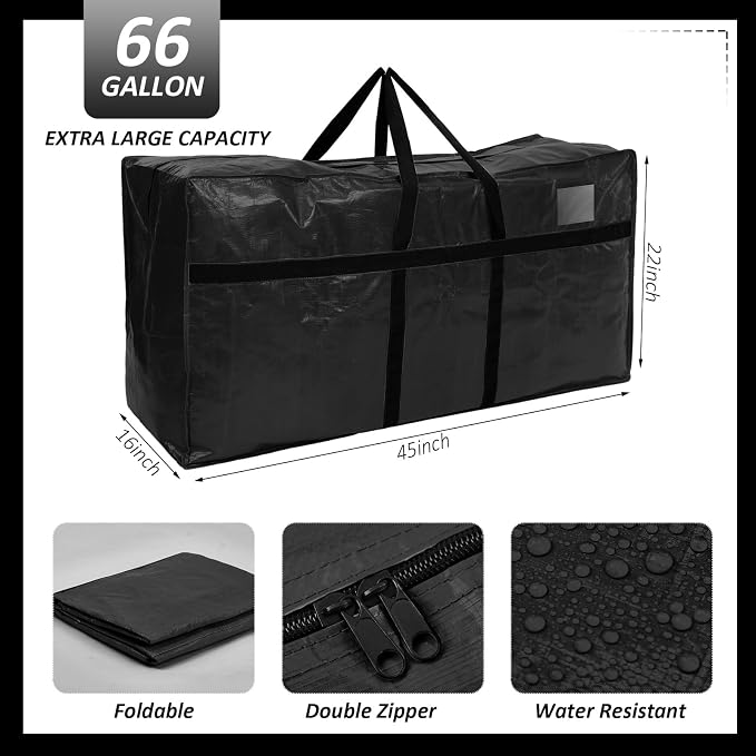 4 Pcs 66 Gallon Extra Large Moving Bags Heavy Duty Storage Bag with Strong Zipper Handle Foldable XXL Jumbo Storage Tote Packing Moving Box for College Dorm Travel Cloth Duffle (4 Colors)