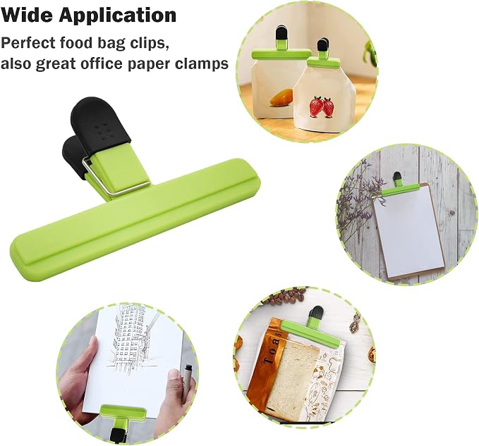 Chip Bag Clips 9pcs Air Tight, Heavy Duty, Sturdy Plastic Clips for Food Storage Assorted Sizes Food Bag Clamps for Kitchen Snacks