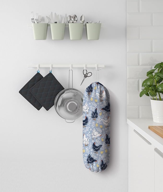 Chicken Grocery Bag Holder,Animal Plastic Bag Organizer Storage,Chicken Theme Kitchen Decor 23"x9"