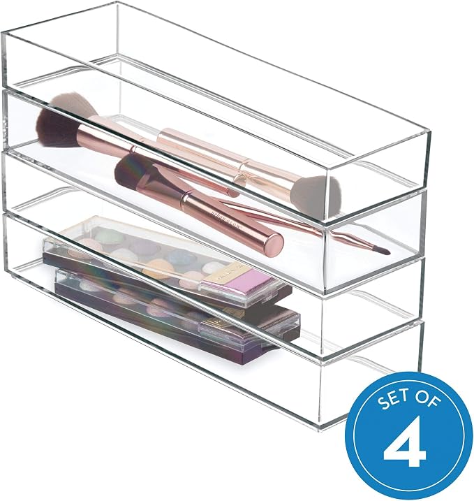 iDesign Drawer Organization, Large, Set of 4 | Kitchen and Bathroom, For Silverware, Spatulas, Gadgets