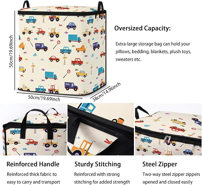 2pcs blanket storage bag for under bed,closet organizers 95L | quilt duvet sweater sheet bedding pillow clothes storage for closet,dorm moving essentials containers with portable handles