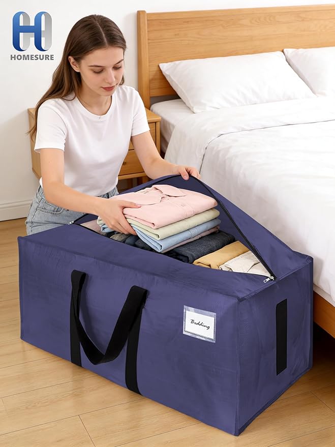 HOMESURE Supports 200lbs Heavy Duty Moving Bags - Strong Zipper & Wrap-Around Handles - Water-Resistant Storage Totes, Durable Alternative to Moving Boxes- 40 Pack -Multi-Color System for Easy Sorting