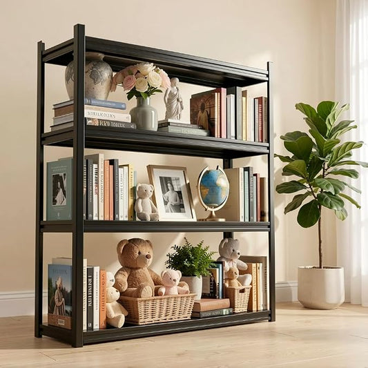 45" W*18" D Book Shelf，4 Tier Metal Wide Bookshelf，Heavy Duty Book Shelfs，Adjustable Shelving Unit，Tall Bookcase，Industrial Bookshelf for Living Room，Bedroom，Office and Library