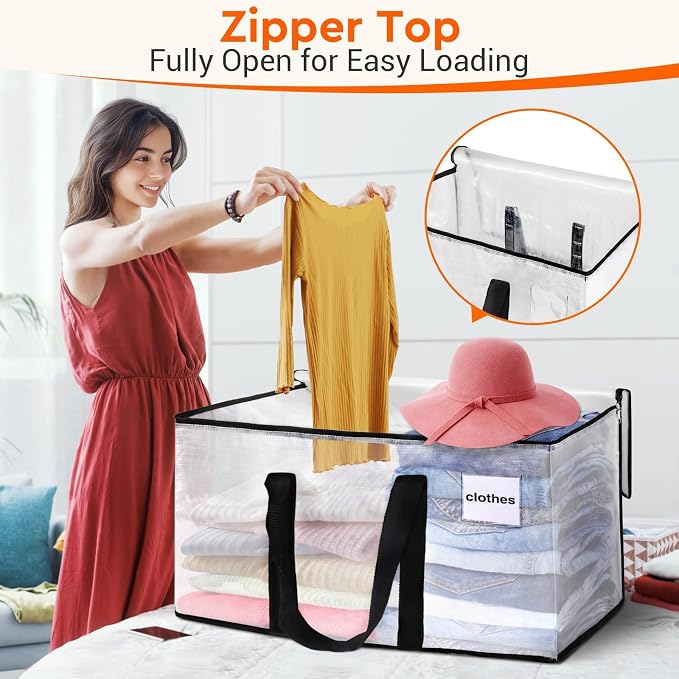 BlissTotes Moving Bags, 93L 6-Pack Storage Bags, Moving Box Heavy Duty Extra Large, Moving Totes with Zipper, Large Packing Bag with Reinforced Handles, Boxes for Packaging Moving