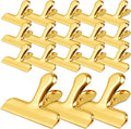 Funfery 24 Pack 3 Inch Stainless Steel Gold Chip Clips Strong Bag Clips Large Clip for Food Packages,Metal Kitchen Food Clip for Snack Home&Office Paper Heavy Duty