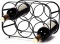 Countertop Wine Rack - 6 Bottle Freestanding Modern Black Metal Small Wine Rack - Tabletop Wine Holder Stand for Cabinet, Pantry, Wine Bottle Storage