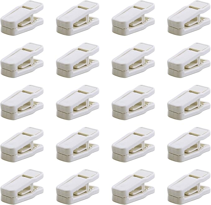 ONE250 Premium Heavy Duty ABS Plastic Slim-line Hanger Set of Finger Clips for Velvet Hangers - 20 Pack (White)