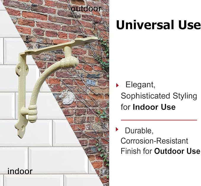 NACH Decorative Shelf Brackets, 4 Pack of 5.25 x 1.25 x 5.25 inch White Cast Iron Shelf Brackets - Decorative Brackets White - Industrial Style Brackets