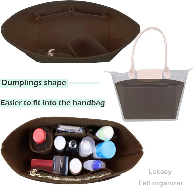 Lckaey Purse Organizer Insert for longchamp le pliage Handbags Insert Organizer 1012coffee-S