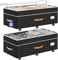Budding Joy Under Bed Storage with Wheels 2Pack, 80L- Height Adjustable Underbed Containers with Clear Lids, Rolling Under Bed Shoe Storage Organizer for Dorm Home Clothes, Blankets, Toys, Black