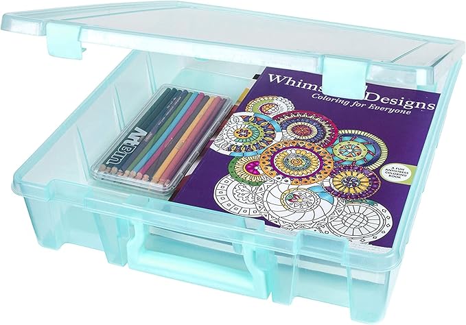 ArtBin 6955AA Super Satchel 1-Compartment Box, Art & Craft Organizer, 1-Pack, Translucent Aqua