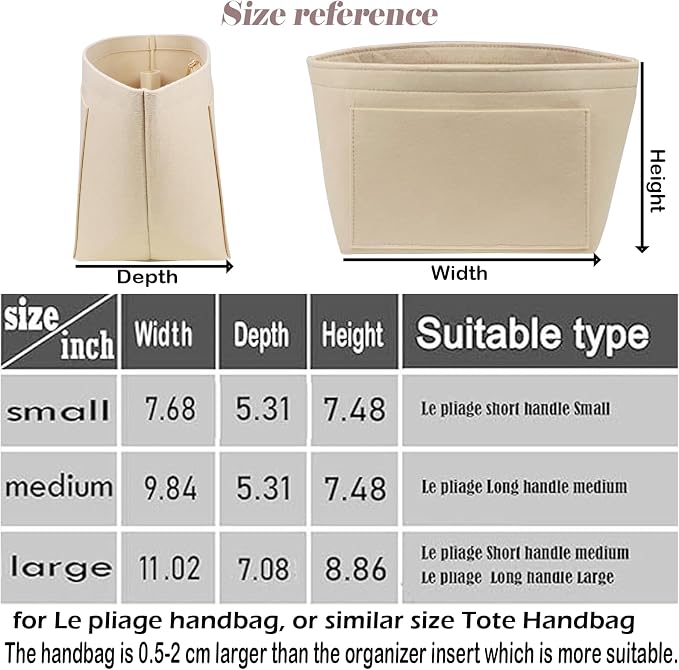 Lckaey Purse Organizer Insert for longchamps bags for women(Large) Handbags Organizer 1012BEIGE-L