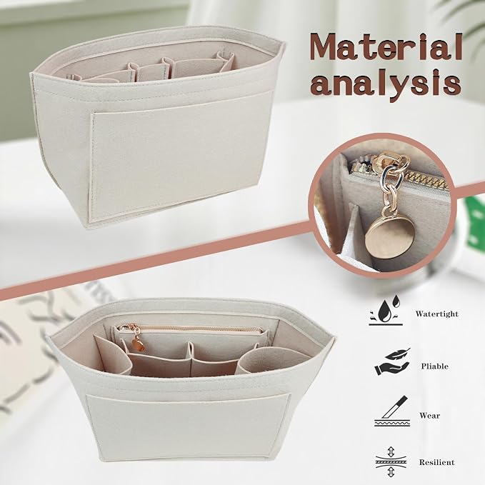 Organizer Insert For Long Champ Le Pliage Purse organizer Premium Felt 1012-25beige-S