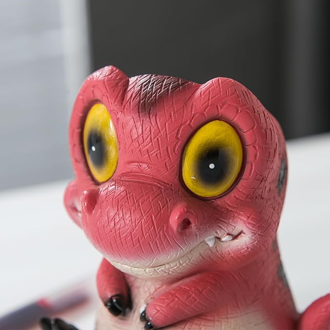 Dinosaur Pen Holder & Pencil Holder for Desk - Cute Cartoon Desk Accessories, Red Dino Toothbrush Holder, Office & School Supplies, Ideal Gifts for Adults, Kids, Women, Men