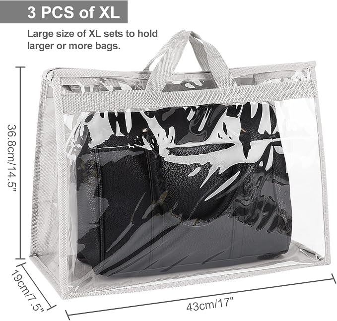 Outgeek 3PCS Purse Storage Bag Organization Purse Dust Bag Organizer Clear Plastic Lightweight Protective Waterproof Handbag Protector