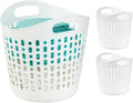IRIS USA Plastic Laundry Basket, 40L - 3 Pack, Flexible Clothes Hamper Tall with Ventilation Holes, Laundry Room Bedroom Bathroom Apartment Dorm Blankets Pillows Trinkets Organization, White