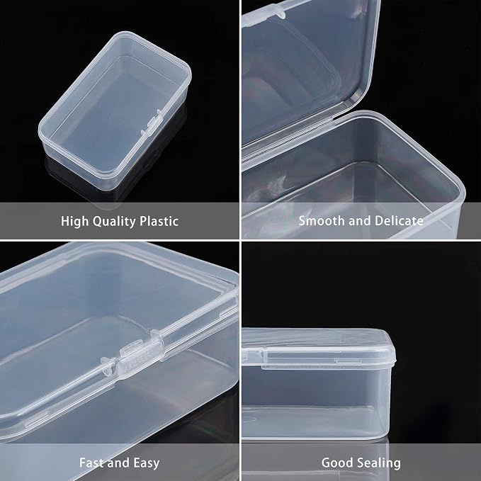 BENECREAT 8 Pack 4.6x2.8x1.3 Rectangle Clear Plastic Bead Storage Containers Box Case with lid for Pins, Tiny Bead, Jewelry Findings and Other Small Items