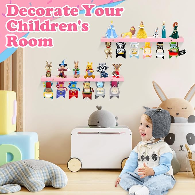 for Tonies Box Shelf Storage Magnetic Wall Mounted Set of 2, Compatible with Tonies Characters Figures Player Character for Children Room (Pink)