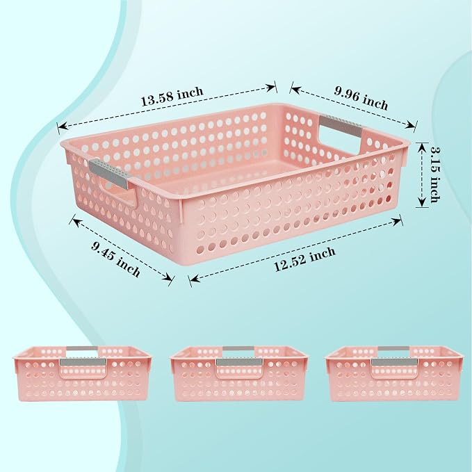 Soddeph A4 Paper Trays for Classroom with Grip Handles,Book Baskets for Library, Drawers, Office, Home,Desk,Turn in Trays Classroom Plastic Storage Baskets