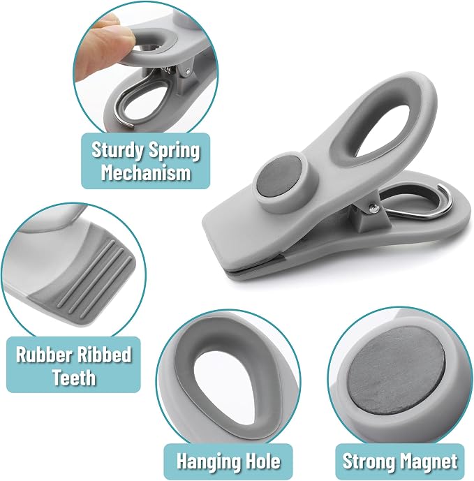 Mr. Pen- Magnetic Chip Clips, 6 Pack | Airtight Seal Reusable Bag Closers for Food Storage, Snacks, Bread & Kitchen Organization