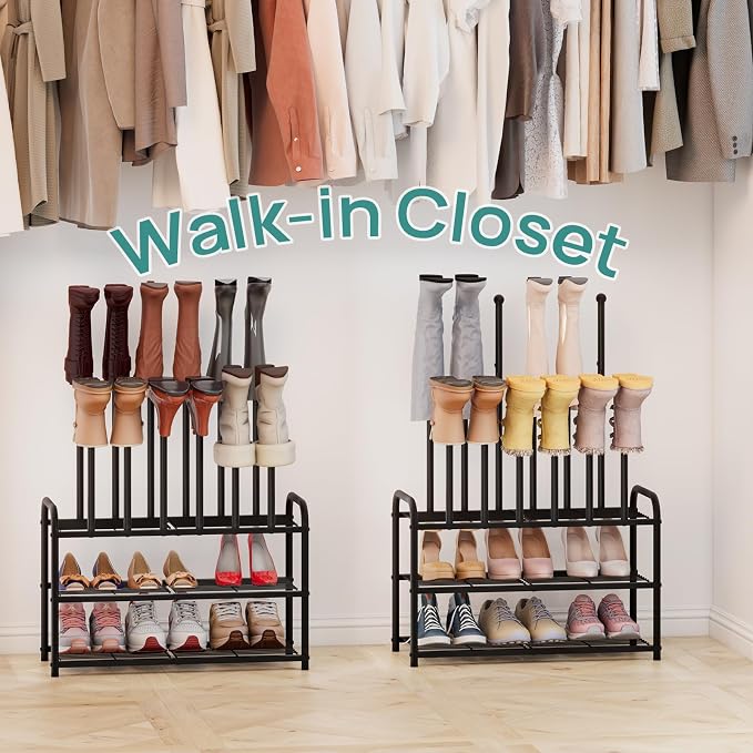 viewcare Tall Boot Rack, Boot Rack Organizer, Tall Boots with Shoe Rack for Closet, Shoe Shelf Storage Organizer for Entryway Space