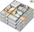 DIMJ Drawer Organizer Clothes 24 Pack - Foldable Baby Organizers and Storage & Dresser Organizer for Bedroom, Closet - Nursery Organization Dresser Dividers for underwear, Sock,Bra, Belt, Tie, Gray