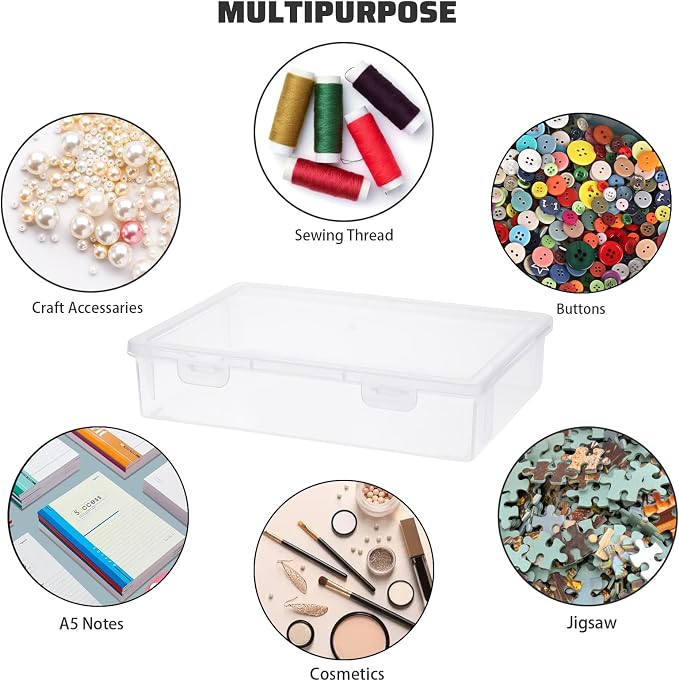 BTSKY Clear Plastic Storage Box with Flap Lid, Multipurpose Craft Organizers and Storage Box Art Supply Storage Organizer Plastic Sewing Box for Beads Pencils Notebooks, 2 Pack Small