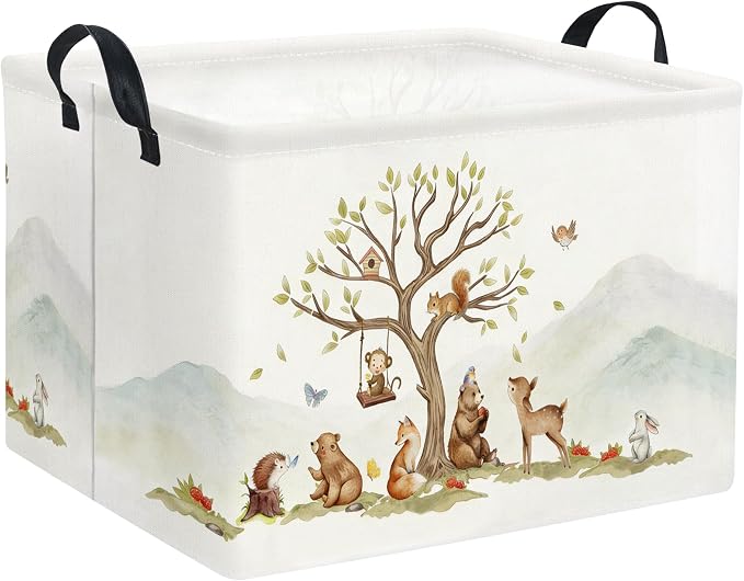 Kids Baby Storage Basket for Boy and Girls - Gift Basket Empty Book Shelf - Rectangular Animal Room Decor for Bedroom Bathroom