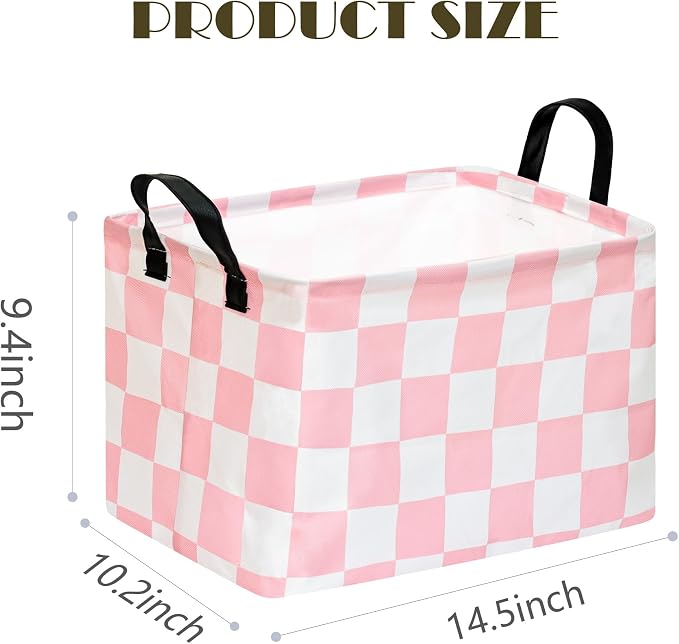 Kids Storage Basket Gift Basket for Girls Toy Organizer Nursery Bedroom Decor Waterproof Lined with Handles Pink Laundry Hamper