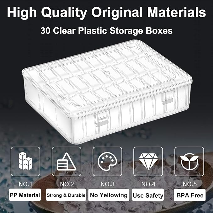 Bead Organizer, 90Pcs Small Clear Plastic Bead Storage Containers with Label, 3 Large Craft Storage Cases with Hinged Lid, Storage Box for Jewelry Making Diamond Art DIY Bracelet Seed Screw Mini Parts