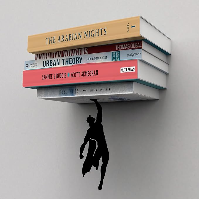 Artori Design Floating Bookshelf for Kids - Superhero Wall Decor and Room Decor - Invisible Metal Book Shelf for Book Lovers, Unique Gift Idea