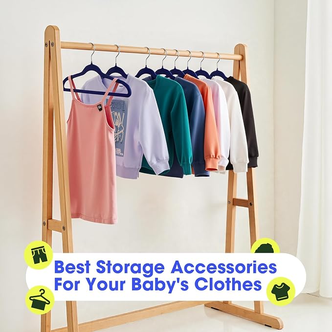 Toddler Hangers,50 Pack 11 Inch,Velvet Baby Hangers Slim & Space-Saving,Baby Clothes Hangers with 360 Swivel Hook,Heavy Duty Felt Hanger for Childrens Coats, Pants,and Dress (Dark Blue)
