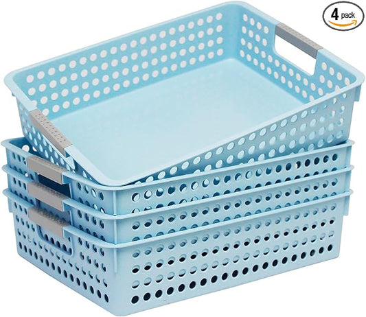 Soddeph A4 Paper Trays for Classroom with Grip Handles,Book Baskets for Library, Drawers, Office, Home,Desk,Turn in Trays Classroom Plastic Storage Baskets