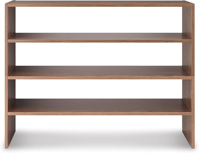 Whitmor Wood Stackable 2-Shelf Shoe Rack, Walnut, 31 inches
